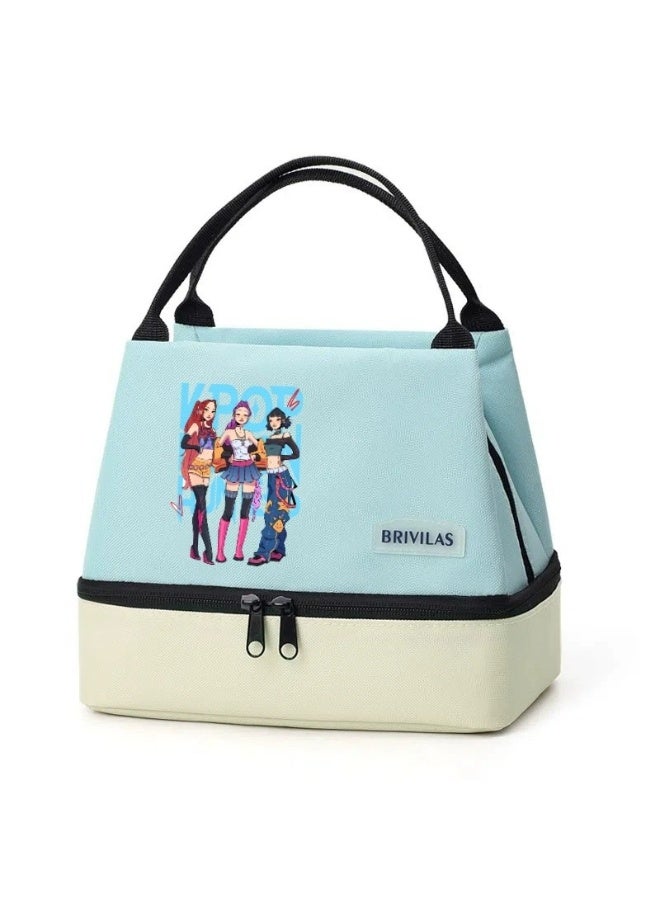 K-POP: XINGNIAO Dopamine Large Capacity Dual-Layer Lunch Bag, Thickened Aluminum Foil Insulated Tote for Office Workers and Picnics